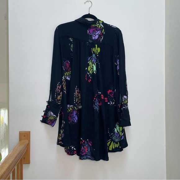 { Free People Top } Field of Butterflies Black Tunic - Picture 3 of 8